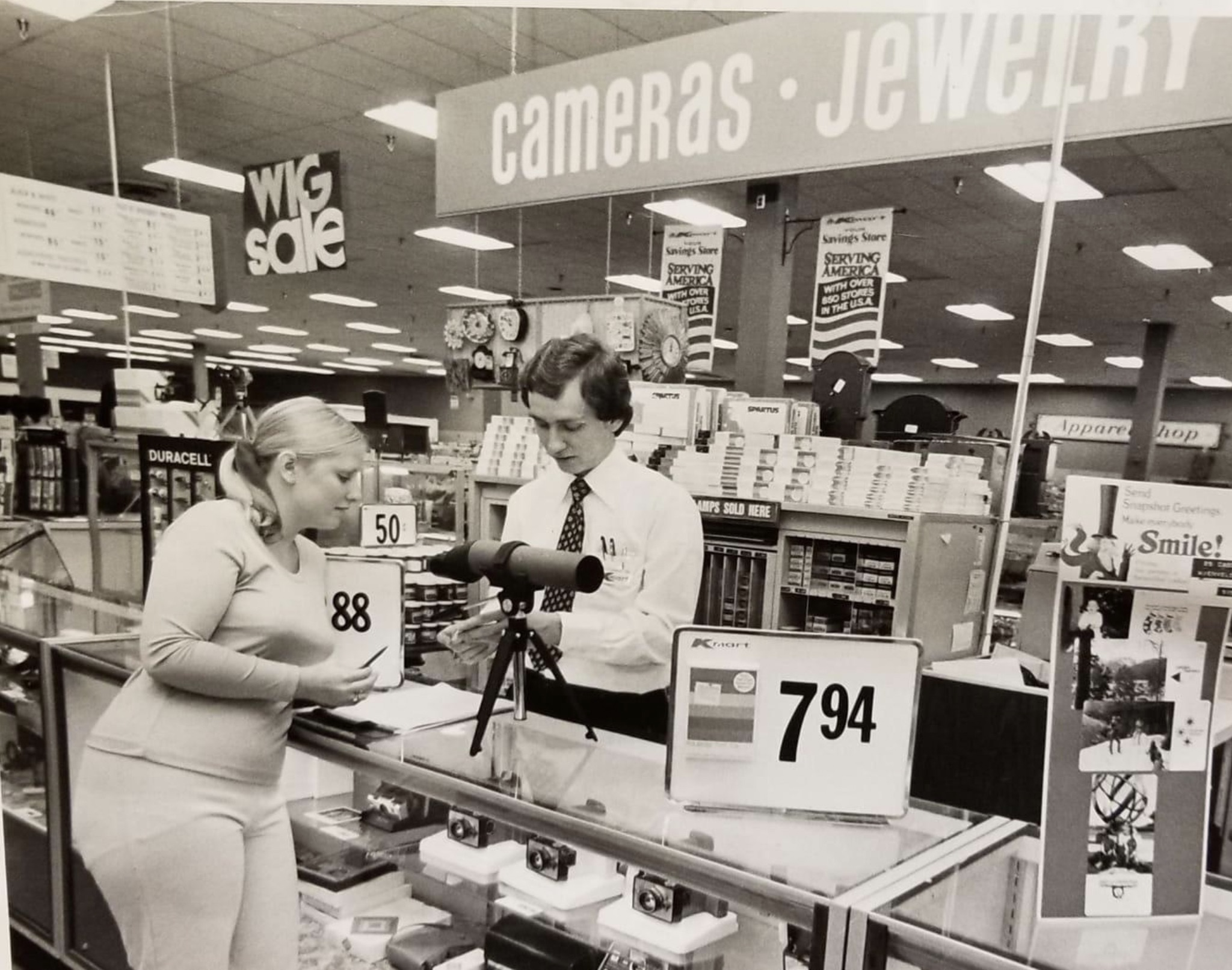 1976 photo of the Kmart camera department 